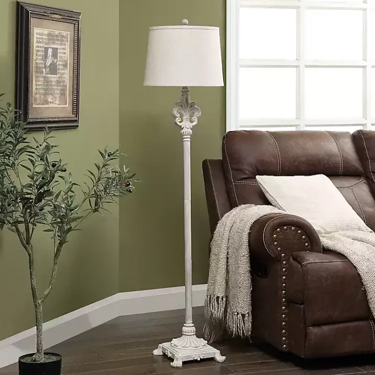 Kirklands Home Distressed Fleur-de-lis Floor Lamp Tan Best