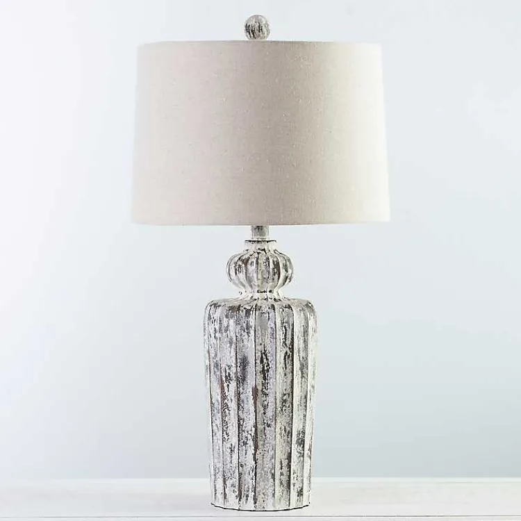 Kirklands Home Distressed Fluted Tuscany Table Lamp Ivory Best