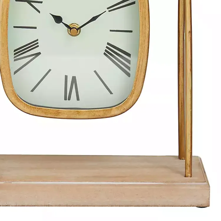 Decorative Accents>Kirklands Home Distressed Gold Frame Square Tabletop Clock