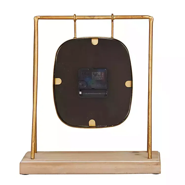 Decorative Accents>Kirklands Home Distressed Gold Frame Square Tabletop Clock