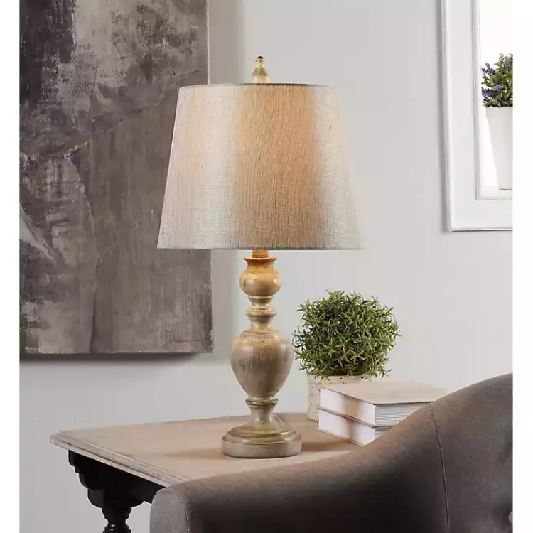 Kirklands Home Distressed and Cream Table Lamp Gray Sale