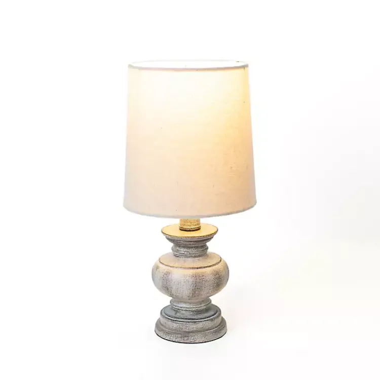Kirklands Home Distressed Gray Baluster Mini Table Lamp Tan New