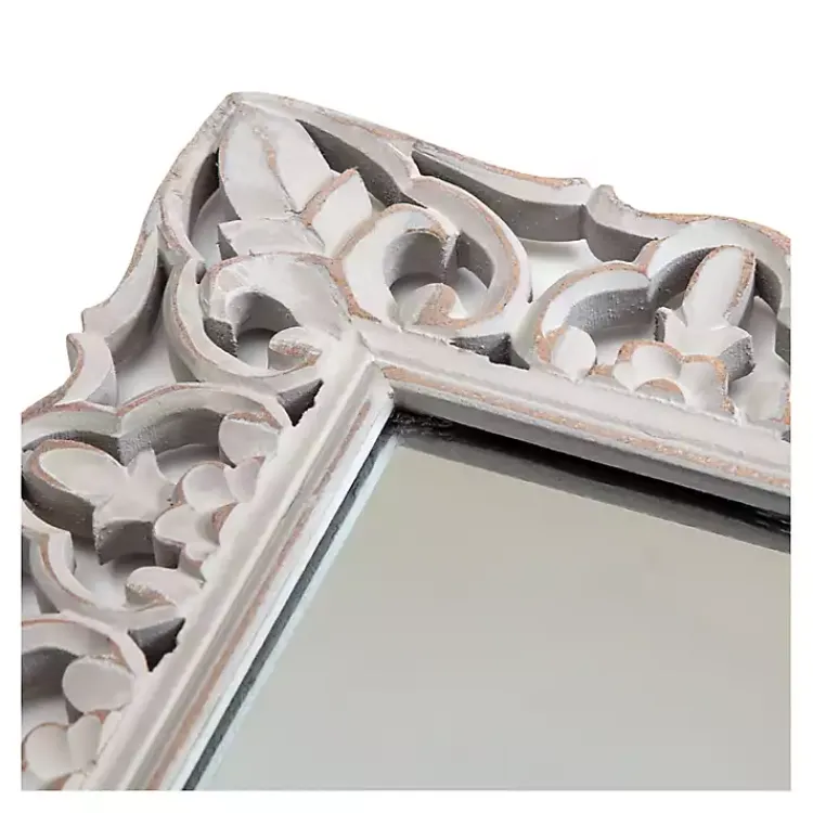 Kirklands Home Distressed Gray Botanical Rectangle Wall Mirror Outlet