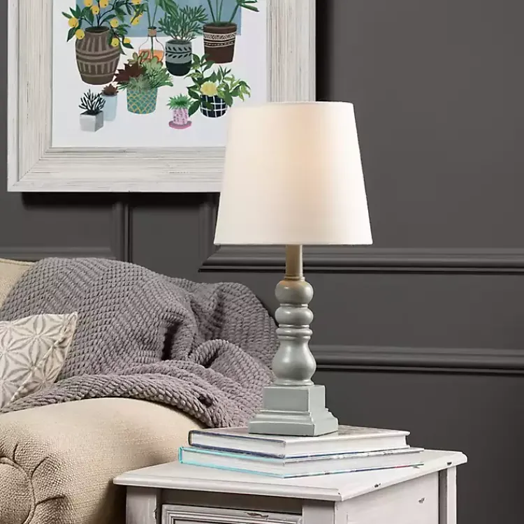 Kirklands Home Distressed Gray Candlestick Table Lamp White Sale