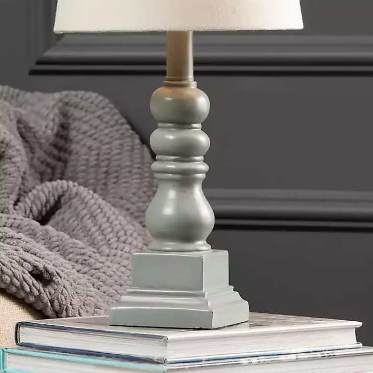 Kirklands Home Distressed Gray Candlestick Table Lamp White Sale