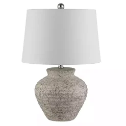 Kirklands Home Distressed Gray Ceramic Jug Ledger Table Lamp White Discount