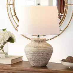 Kirklands Home Distressed Gray Ceramic Jug Ledger Table Lamp White Discount