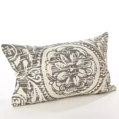 Pillows>Kirklands Home Distressed Gray Floral Lumbar Pillow