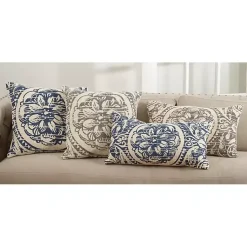 Pillows>Kirklands Home Distressed Gray Floral Lumbar Pillow