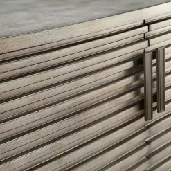 Kirklands Home Distressed Linear 2-Door Wooden Chest Gray Sale