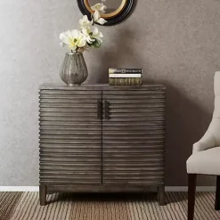 Kirklands Home Distressed Linear 2-Door Wooden Chest Gray Sale