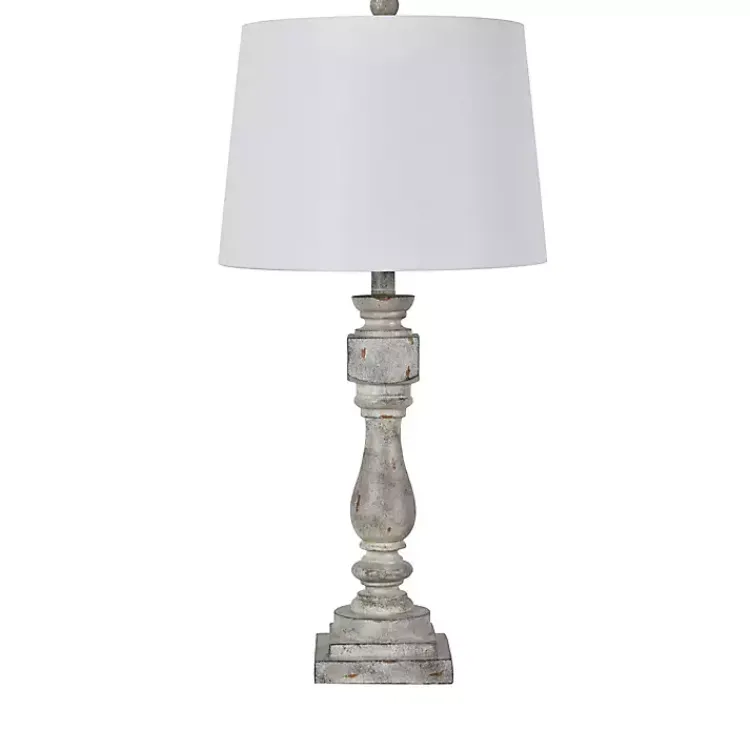 Kirklands Home Distressed Gray Table Lamp White