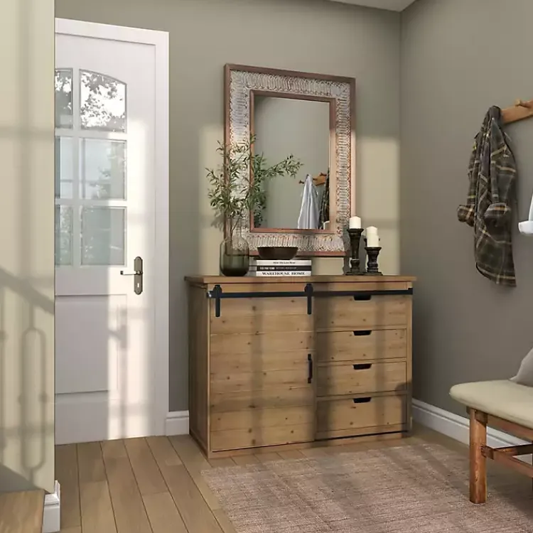 Kirklands Home Distressed Gray Wood Rectangular Wall Mirror Online