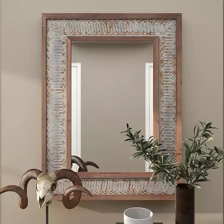Kirklands Home Distressed Gray Wood Rectangular Wall Mirror Online