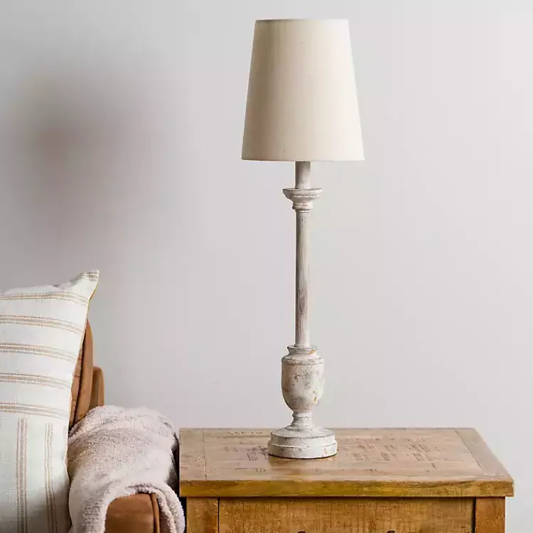 Kirklands Home Distressed Ivory Classic Buffet Lamp Tan Sale