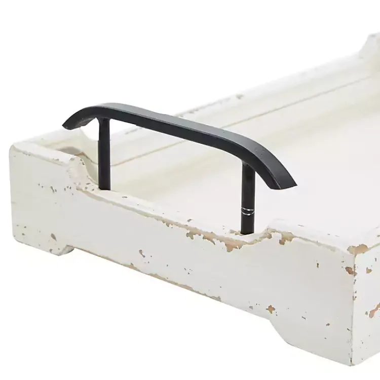Decorative Trays>Kirklands Home Distressed Wood Trays, Set of 2 Ivory