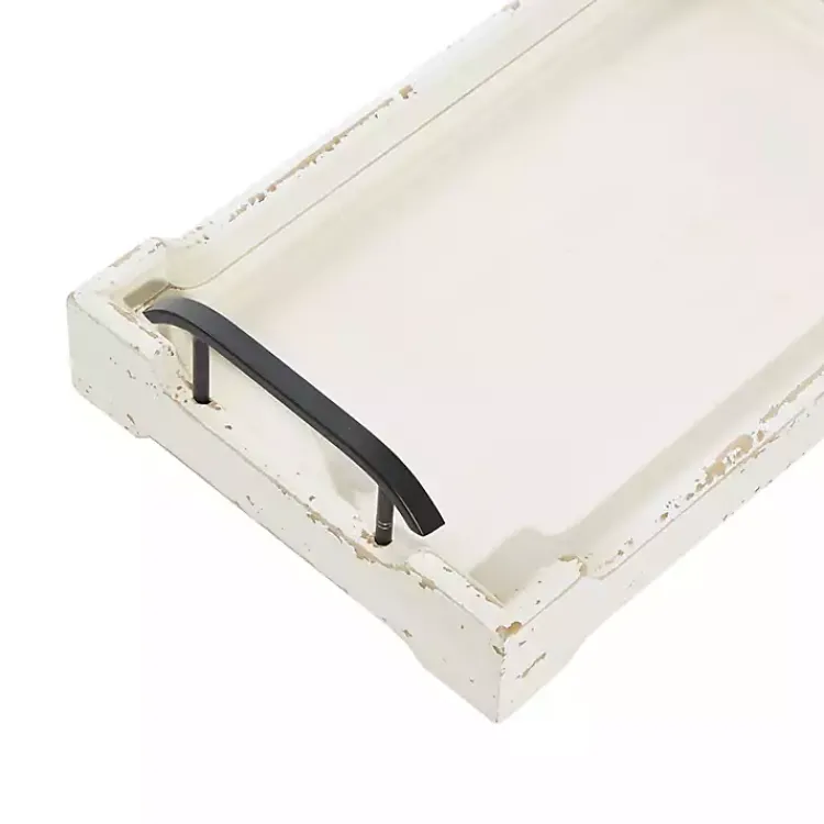 Decorative Trays>Kirklands Home Distressed Wood Trays, Set of 2 Ivory