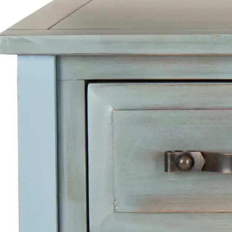 Kirklands Home Distressed Light 3-Drawer Console Table Blue Clearance