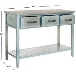 Kirklands Home Distressed Light 3-Drawer Console Table Blue Clearance
