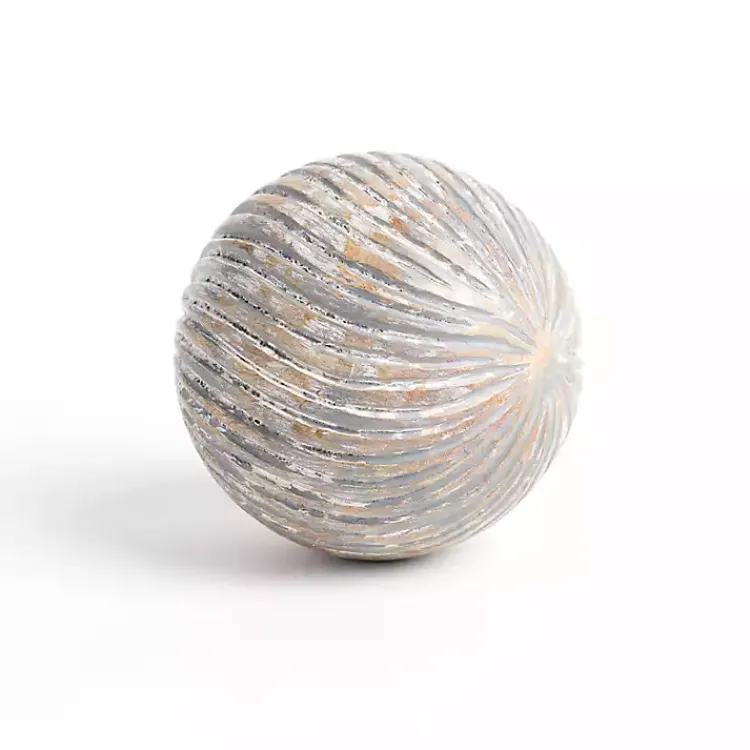 Bowl Filler>Kirklands Home Distressed Mango Wood Swirl Orb