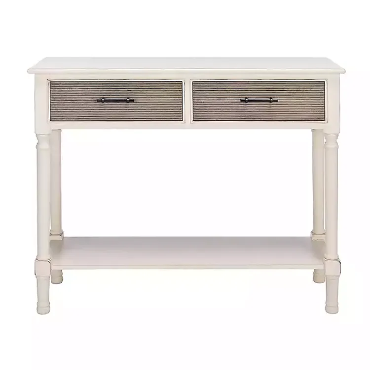 Kirklands Home Distressed Natural Ronan 2-Drawer Console Table White Outlet