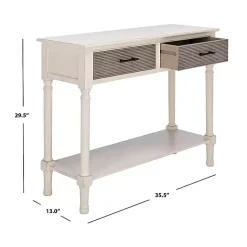Kirklands Home Distressed Natural Ronan 2-Drawer Console Table White Outlet