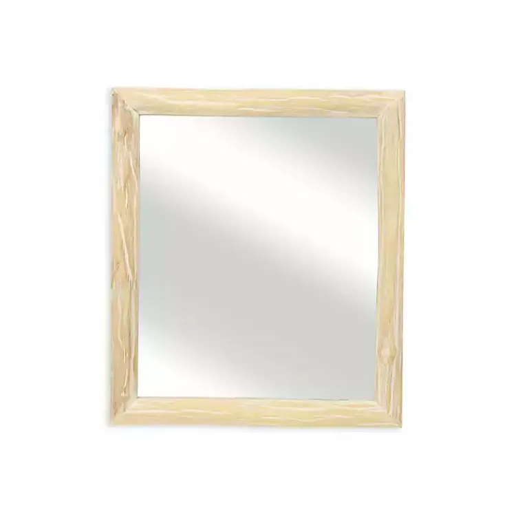 Kirklands Home Distressed Natural Wood Recgle Wall Mirror Tan