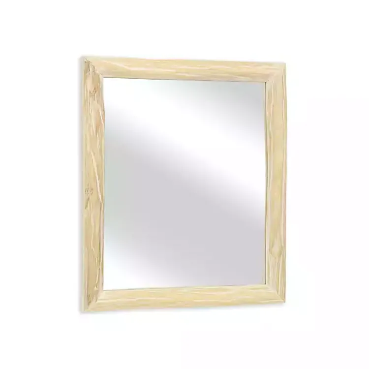 Kirklands Home Distressed Natural Wood Recgle Wall Mirror Tan