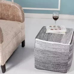 Poufs & Floor Cushions>Kirklands Home Distressed Pinson Cube Pouf