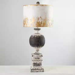 Kirklands Home Distressed Round Black Table Lamp Discount