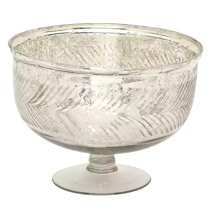 Decorative Bowls & Jars>Kirklands Home Distressed Glass Pedestal Bowl Silver