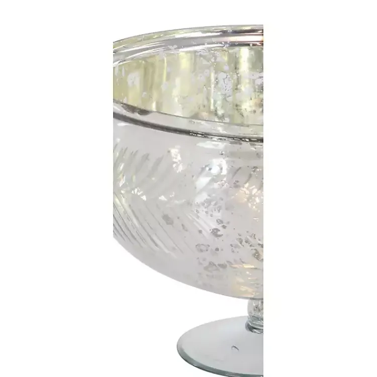 Decorative Bowls & Jars>Kirklands Home Distressed Glass Pedestal Bowl Silver