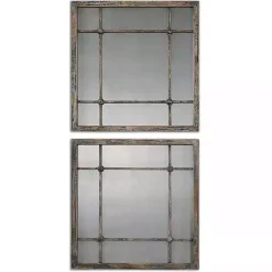 Kirklands Home Distressed Slate Blue Wood Wall Mirrors, Set of 2 Clearance