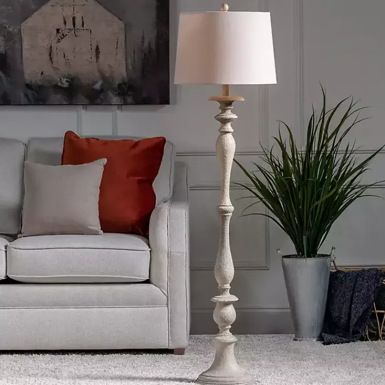 Kirklands Home Distressed Taupe Finish Floor Lamp White Best