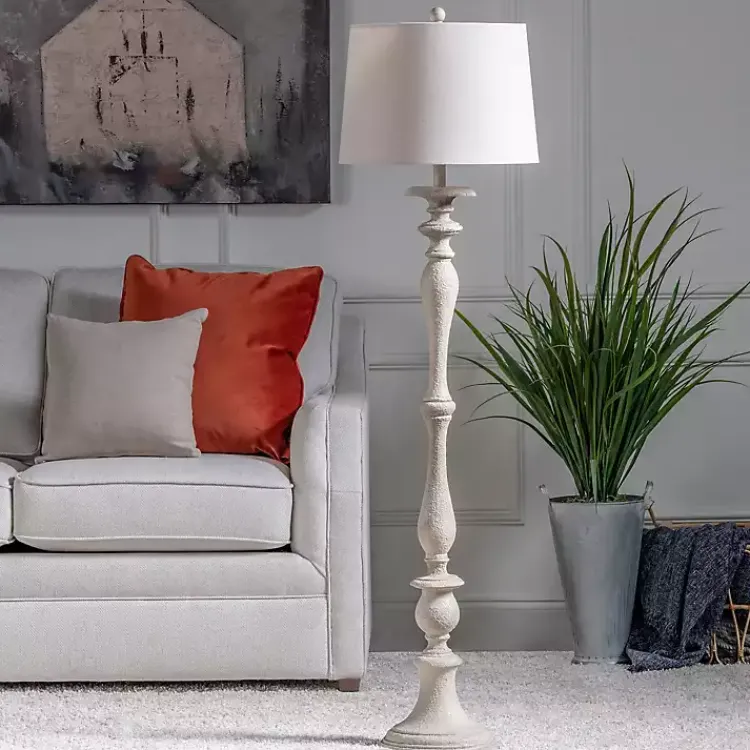 Kirklands Home Distressed Taupe Finish Floor Lamp White Best