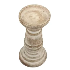 Candle Holders>Kirklands Home Distressed Turned Wood Candle Holder, 8 in. White