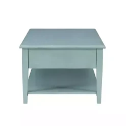 Kirklands Home Distressed Turquoise Wood 3-Drawer Coffee Table Blue Clearance