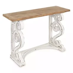 Kirklands Home Distressed White and Brown Wood Console Table Online