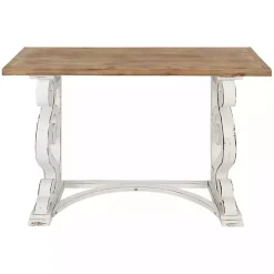 Kirklands Home Distressed White and Brown Wood Console Table Online