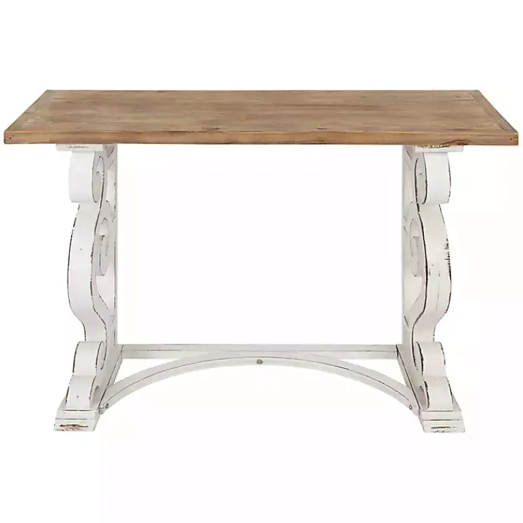 Kirklands Home Distressed White and Brown Wood Console Table Online