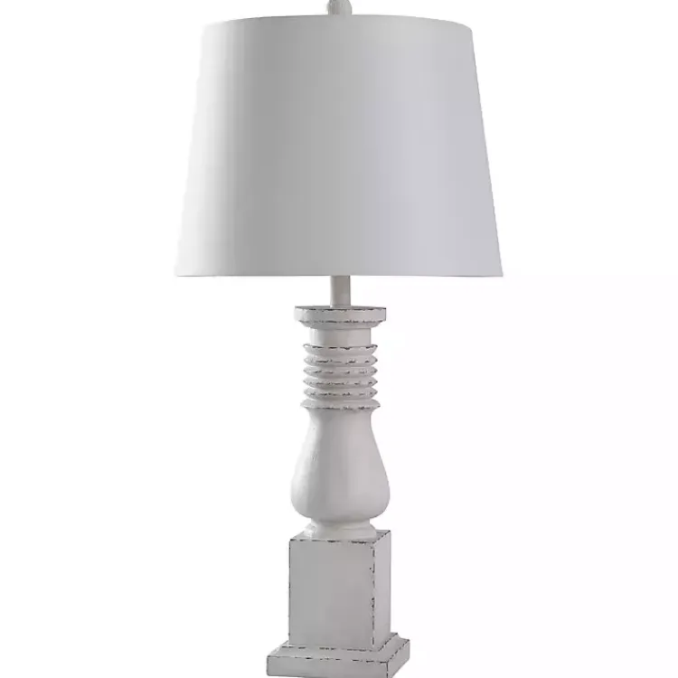 Kirklands Home Distressed Asher Table Lamp White Outlet