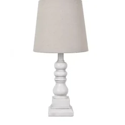Kirklands Home Distressed White Candlestick Table Lamp Ivory New