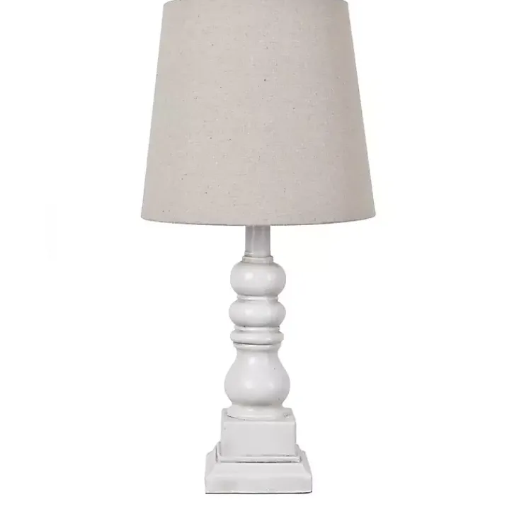 Kirklands Home Distressed White Candlestick Table Lamp Ivory New