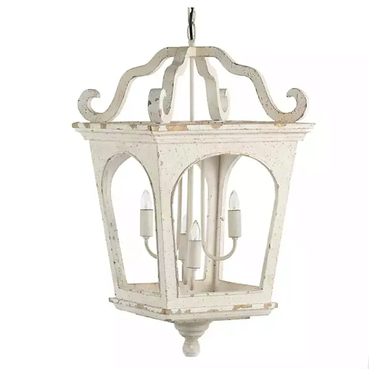 Kirklands Home Distressed Carriage Pendant Light White