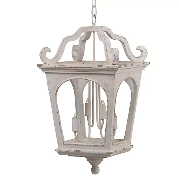 Kirklands Home Distressed Carriage Pendant Light White
