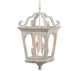 Kirklands Home Distressed Carriage Pendant Light White