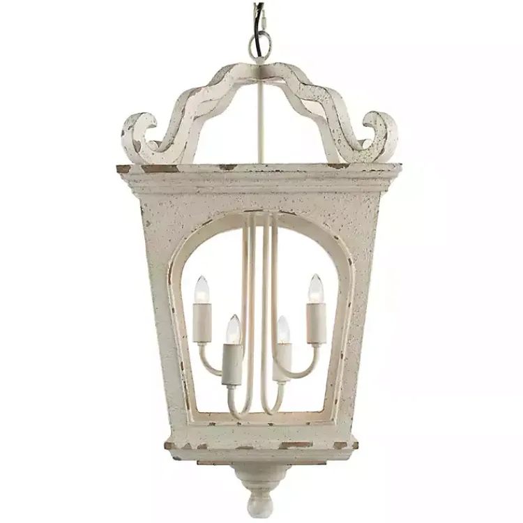 Kirklands Home Distressed Carriage Pendant Light White