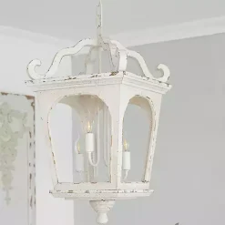 Kirklands Home Distressed Carriage Pendant Light White