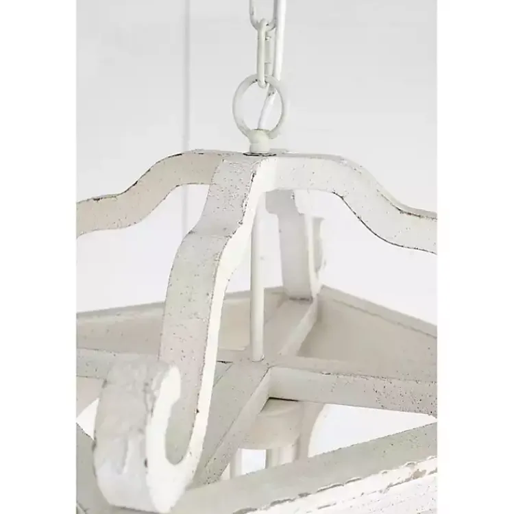 Kirklands Home Distressed Carriage Pendant Light White