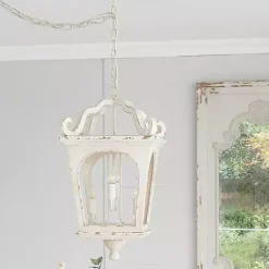 Kirklands Home Distressed Carriage Pendant Light White